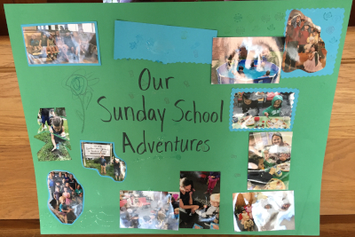 Kids photo collage on construction paper